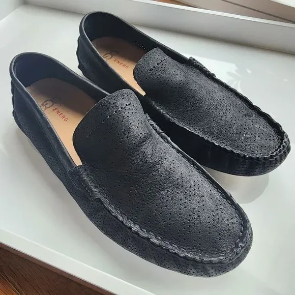 UGG Henrick Stripe Perf Loafer Black Men Sz 9 Energ Nubuck Leather Treadlite - Picture 2 of 16